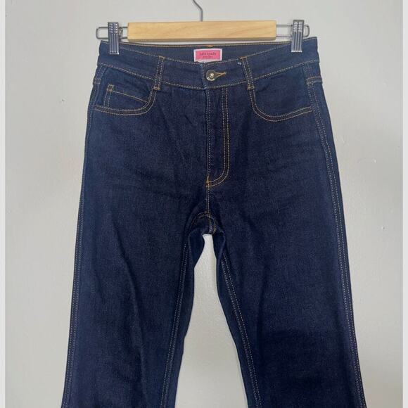 Kate Spade Denim Kick Flare Jeans Dark Wash Blue Size 24 Cropped Length - Picture 3 of 7